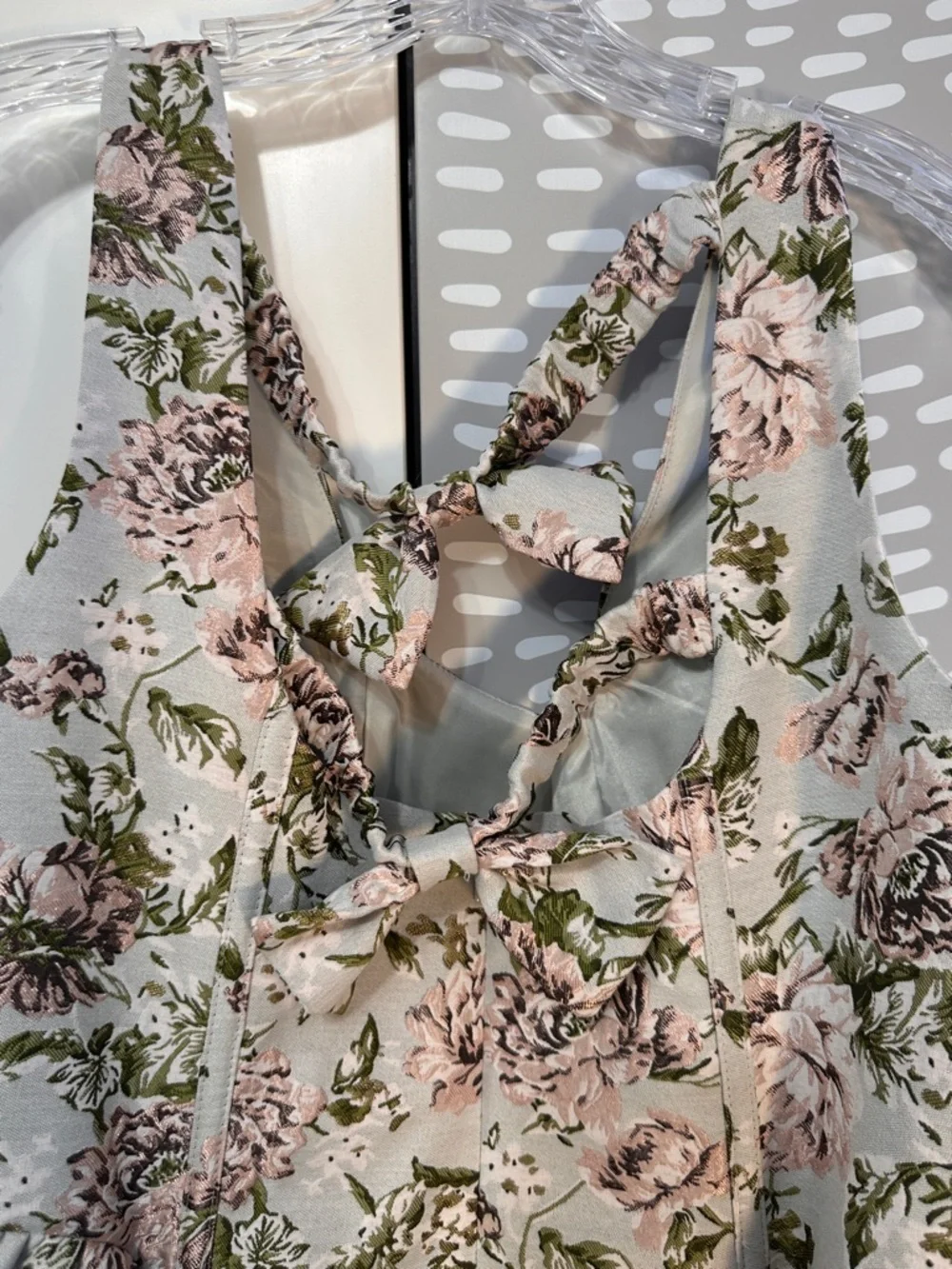 ASOS Luxe Curve Jacquard Cinched Waist Skater Mini Dress with bow - Picture 5 of 7